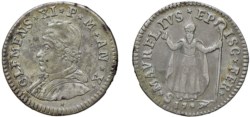 CLEMENTE XI (1700-1721) - Muraiola da 4 baiocchi 1709, anno X, Ferrara