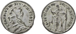 BENEDETTO XIV (1740-1758) - Muraiola da 4 bolognini 1745, Bologna