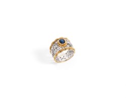 Anello a fascia in oro bicolore 18kt
