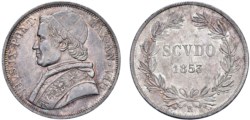 PIO IX, Giovanni Maria Mastai-Ferretti (1846-1870) - Scudo 1853, anno VIII, Roma