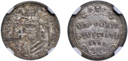 CLEMENTE XIII, Carlo Rezzonico (1758-1769) - 1/2 Grosso 1761, 1 su 0, an. IV, Roma