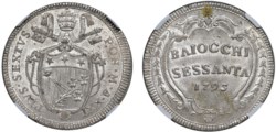 PIO VI, Giovanni Angelo Braschi (1775-1799) - 60 baiocchi 1795, an. XXI, Roma