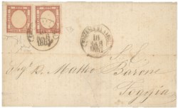 Antichi Stati Italiani - Napoli - Province Napoletane - Due 5 grana (21a - perfetti) su sovracoperta di lettera