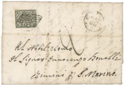 Antichi Stati Italiani - Stato pontificio - Lettera affrancata con 2 baj