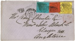 Antichi Stati Italiani - Stato pontificio - Affrancature tricolore (25c + 26 + 29 cat.2280)