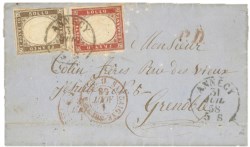 Antichi Stati Italiani - Sardegna - Annulli Savoia - 10 cent + 40 cent (14a + 16Aa)