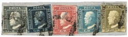Antichi Stati Italiani - Sicilia - Frammento con affrancatura pentacolore (13 + 12b + 9 rit.46 + 8b + 4)