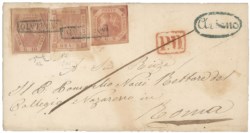 Antichi Stati Italiani - Napoli - Busta con 2+5+10 grana (5+8+10a)