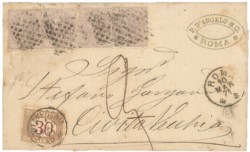 Prefilateliche - Lettera con cinque esemplari del 5 cent