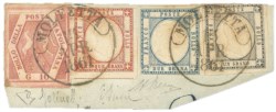 Antichi Stati Italiani - Napoli - Frammento con affrancatura mista quadricolore