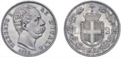 UMBERTO I (1878-1900) - 2 lire 1885, I tipo