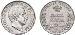 VITTORIO EMANUELE III, Somalia italiana (1909-1925) - Mezza rupia 1919