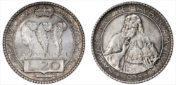 SAN MARINO - Vecchia monetazione (1864-1938) - 20 lire 1938, Roma.