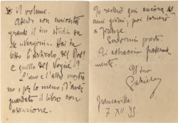 D'ANNUNZIO GABRIELE PRINCIPE DI MONTENEVOSO, Lettera manoscritta indirizzata a Vittorio Pica, scrittore, critico d'arte e amico del Vate
