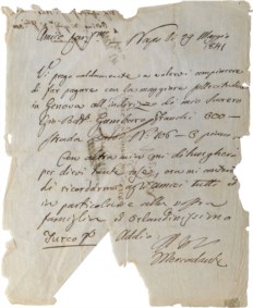 MERCADANTE GIUSEPPE SAVERIO RAFFAELE (1795 - 1870) - Lettera autografa con firma di pugno