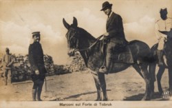 MARCONI GUGLIELMO - CURIOSA CARTOLINA DEL PREMIO NOBEL A DORSO D'ASINO IN LIBIA SUL FORTE DI TOBRUK