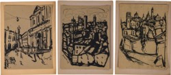 SCARPANTI LUIGI (1905 - 1984) - TRE XILOGRAFIE  FIRMATE MONTATE SU CARTONCINO