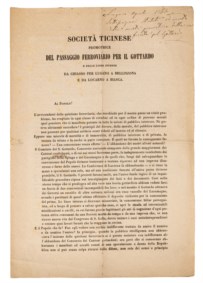 SOCIETA' TICINESE PROMOTRICE DEL PASSAGGIO FERROVIARIO PER IL GOTTARDO e delle linee interne da Chiasso  per Lugano a bellinzona e da Locarno a Biasca