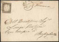 Antichi Stati Italiani - Romagne - Governo Provvisorio - Lettera con 10 cent bruno nerastro (148b)