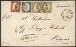Antichi Stati Italiani - Sardegna - Lettera quadricolore in Sicilia da Mistretta 16 set. 61