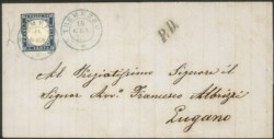 Regno - Vittorio Emanuele II - Lettera con 20 cent azzurro oltremare (15Dc)