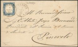 Regno - Vittorio Emanuele II - Lettera con 15 cent azzurro grigio (11e)