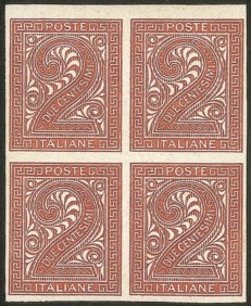 Regno - Vittorio Emanuele II - 1863 - Torino - Prove d'Archivio - 2 cent rosso mattone (P15)