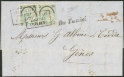 Regno - Vittorio Emanuele II - Lettera con coppia 20/15 cent I tipo