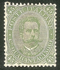 Regno - Umberto I - 1889 - 45 cent oliva grigio (46b)