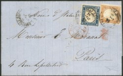 Uffici Postali all'Estero - Levante -  Lettera con quarta emissione 20 cent azzurro + 80 cent bistro (15Dc + 17)