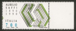 Repubblica - 1990 - 700 lire Aurelio Saffi bordo foglio privo della stampa del colore rosso (Spec. 1563Ab)