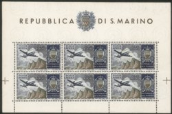 San Marino - 1954 - Foglietto Veduta e Stemma (16)