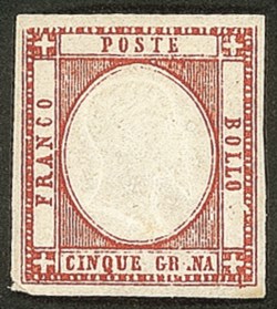 Antichi Stati Italiani - Napoli - Province Napoletane - 1861 - 5 grana carminio (21 Tipo ama)