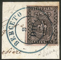 Antichi Stati Italiani - Parma - Frammento con 15 cent rosa (3)