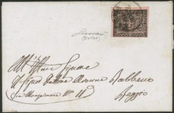 Antichi Stati Italiani - Parma - Lettera per il Ducato di Modena di primo porto per la prima distanza con 15 cent rosa (3)