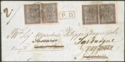 Antichi Stati Italiani - Parma - Lettera per il Regno di Sardegna in tariffa di doppio porto pagato a destino con due coppie del 15 cent rosa (3)