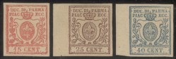 Antichi Stati Italiani - Parma - Terza Emissione - 1857/1859 - Tre valori (9/11)