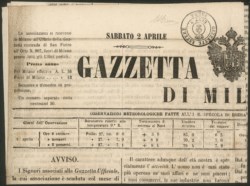 Antichi Stati Italiani - Parma - Giornale Gazzetta di Milano del sabato 2 aprile 1853