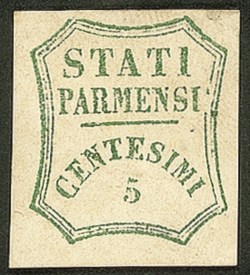 Antichi Stati Italiani - Parma - Governo Provvisorio - 1859 - 5 cent verde azzurro (12)