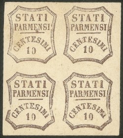 Antichi Stati Italiani - Parma - Governo Provvisorio - 1859 - Bellissima quartina del 10 cent bruno (14)