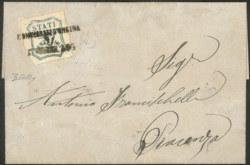 Antichi Stati Italiani - Parma - Governo Provvisorio - Lettera con 20 cent azzurro da Monticelli d'Ongina 13 febbraio 1860