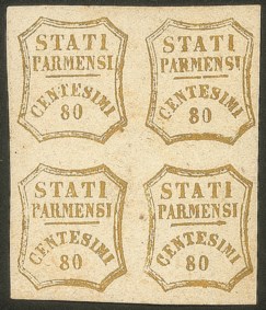 Antichi Stati Italiani - Parma - Governo Provvisorio - 1859 - Quartina del 80 cent bistro oliva (18)