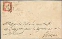 Antichi Stati Italiani - Parma - Governo Provvisorio - Lettera con Sardegna 40 cent rosso scarlatto da Parma 7 sett. 59 per Modena