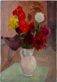 Composizione con vaso di fiori<br>Girl portrait on the reverse