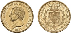 CARLO FELICE (1821-1831) - 40 lire 1831, Torino.