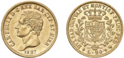 CARLO FELICE (1821-1831) - 20 lire 1827, Torino.