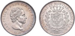 CARLO FELICE (1821-1831) - 5 lire 1830, Torino.