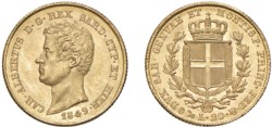 CARLO ALBERTO (1831-1849) - 20 lire 1849, Genova.