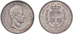 CARLO ALBERTO (1831-1849) - 2 lire 1844, Genova.