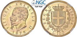 VITTORIO EMANUELE II, Re d'Italia (1861-1878) - 100 lire 1878, Roma.